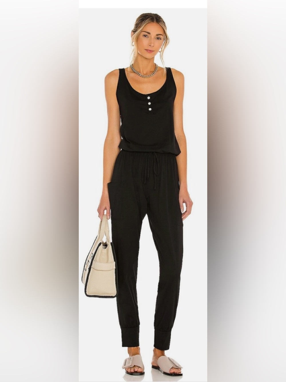 Eberjey Cargo Jumpsuit Black size small